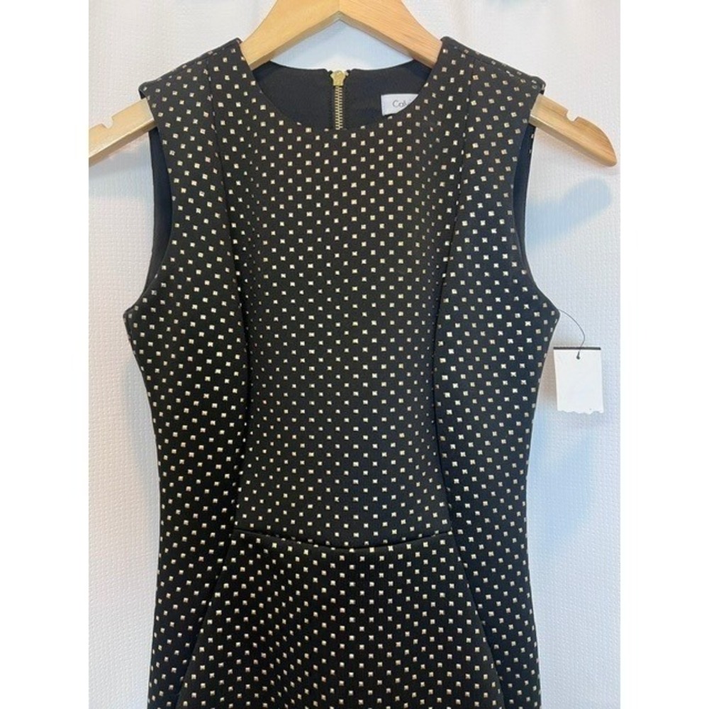 NWT Timeless Sophistication Gold Stud Calvin Klein Cocktail Midi Sheath Dress 2 - Picture 2 of 14